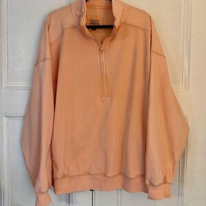 American Eagle Outfitters Peach Quarter Zip Sweatshirt